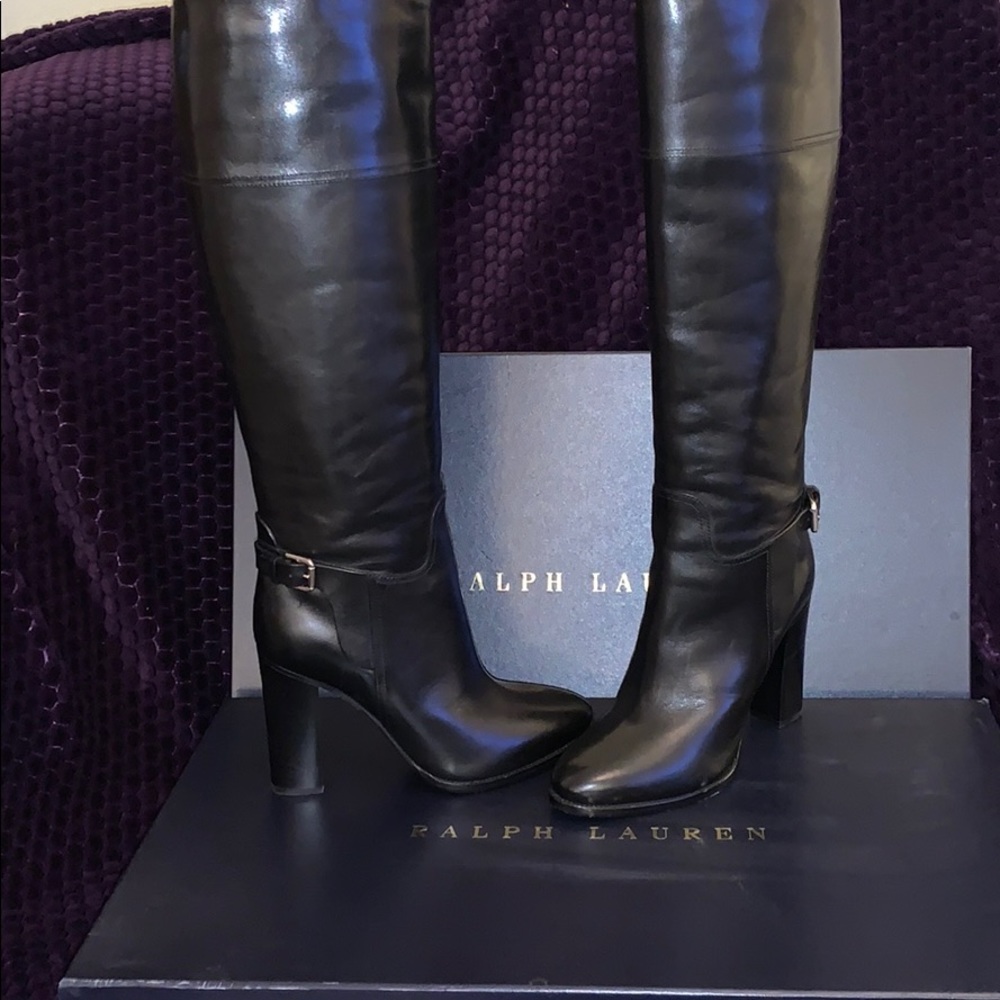 RALPH LAUREN COLLECTION HAZEL RIDING BOOT BLACK
